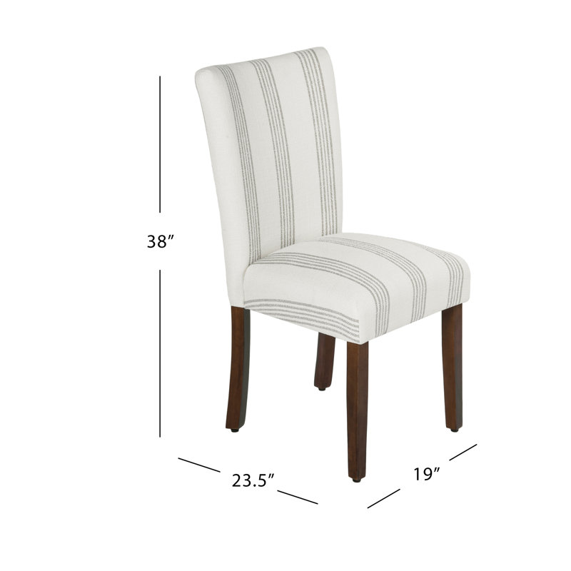 Neena Upholstered Parsons Dining Chairs, Brown Stripe/Cream Woven