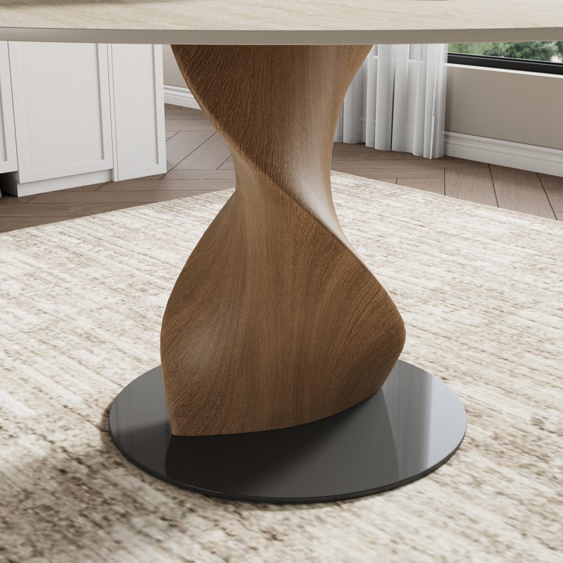 Table de salle à manger Contemporary, 29.53"H x 47.24"L x 47.24"W, Matte Travertine