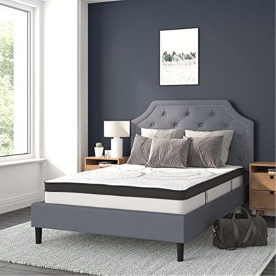 Aluino Tufted Platform Bed with 10 Inch Pocket Spring Mattress