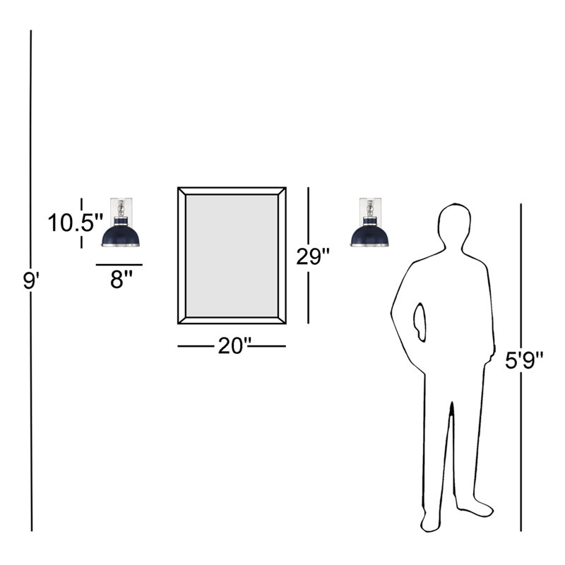 Krum Steel Armed Sconce, Navy/White