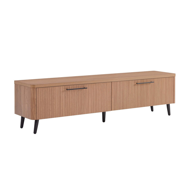69" Fluted TV Stand Console - Modern Maple Wood Finish |Gift Idea, Maple