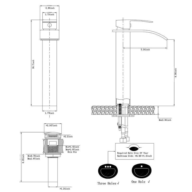 Single-handle Bathroom Faucet with Drain Assembly, Oil Rubbed Bronze