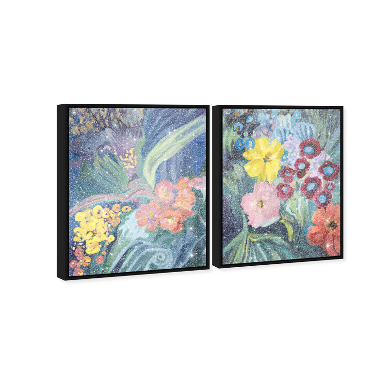 Spring Motion Set Canvas Abstract Print by Oliver Gal, Black Frame, 16 x 20, 42"H x 34"W, Black Floater Frame