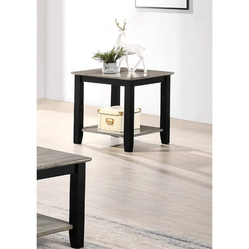 Rangement pour table de bout Ashariah, Noyer / noir