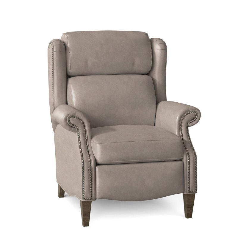 Fauteuil inclinable en similicuir Miller, Bronze industriel, Pavées, Cuir véritable gris clair délavé Aline