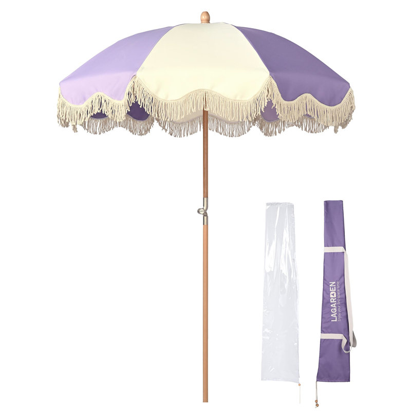 Parasol en bois de hêtre massif Lazerick Urban Modern 6 pi pour terrasse - Palm Springs, VIOLET, Mauve
