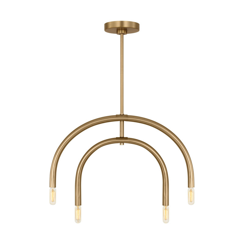Lustre 4 lumières Hadden, Laiton satiné, H 17,625 po x l 27,5 po x P 17,5 po