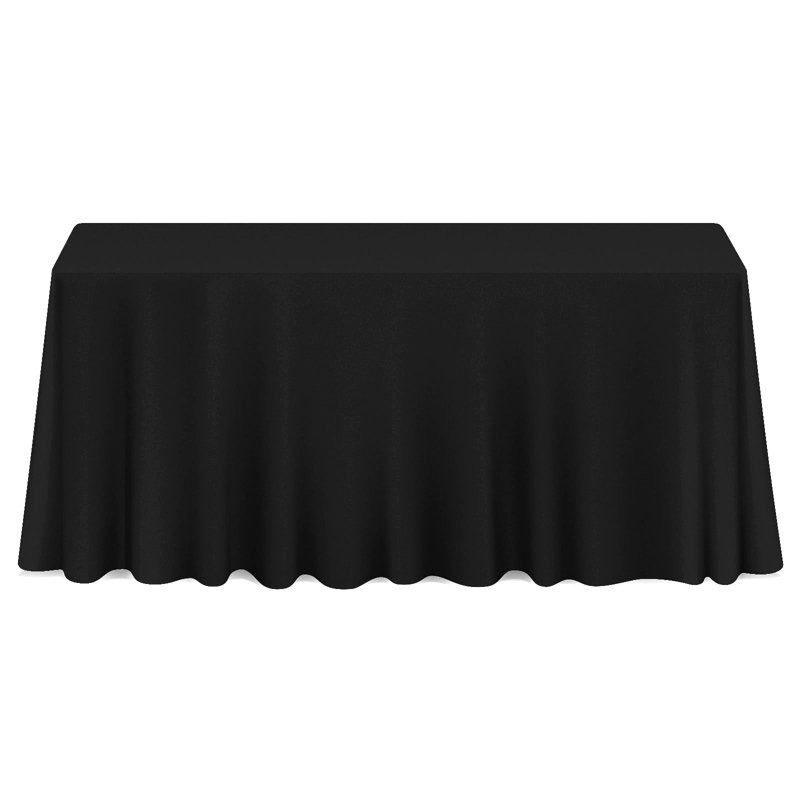 Black Polyester Rectangular Tablecloth for Weddings and Banquets