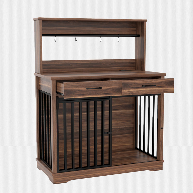Niche pour chien avec porte coulissante et rangement multiple