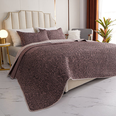Polyester Percale Floral Coverlet