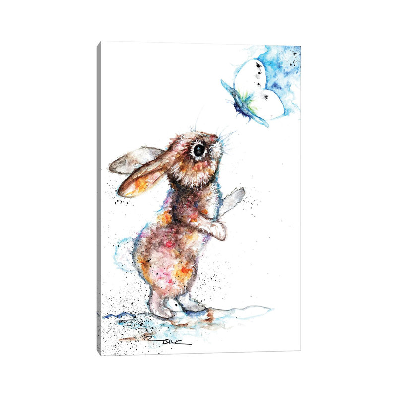 Rabbit And Cabbge White by BebesArts - Gallery-Wrapped Canvas Giclée on Canvas, 20.32 cm H x 30.48 cm W, Wrapped Canvas