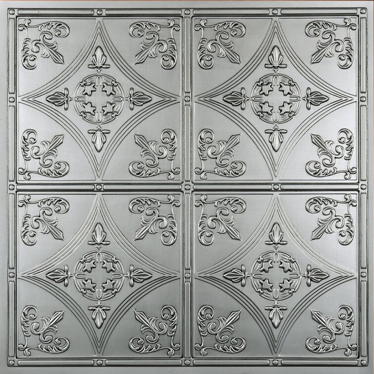uDecor Basilica 23.75'' L x 23.75'' W Vinyl Ceiling Tile In Antique Nickel   Reviews Wayfair