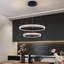 Luminaire de lustre en cristal moderne Cyma, luminaire suspendu à lustre à intensité variable avec 2 anneaux en acrylique, plafonnier noir réglable pour la cuisine du salon