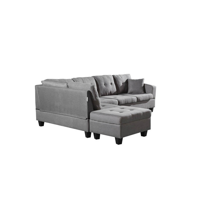 Ensemble de canapé de salon avec repose-pieds en tissu