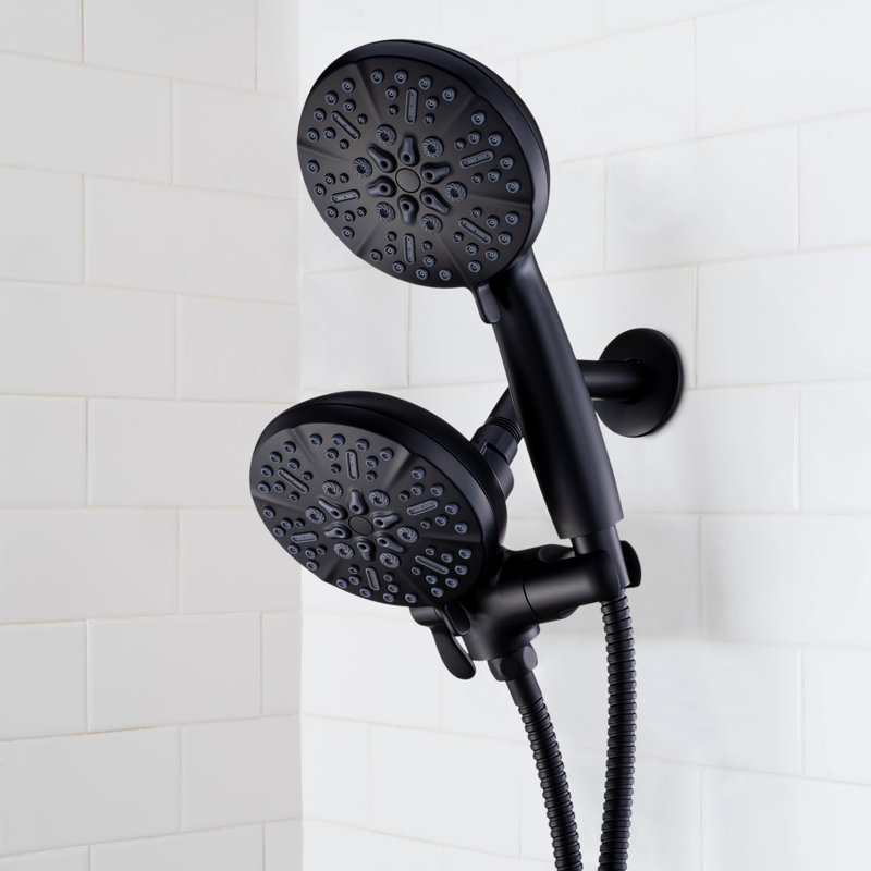 Pommes de douche à pluie doubles, Noir mat