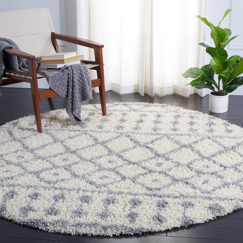 Minna Shag 600 Performance Geometric Rug, Round 6'7"