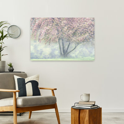 Misty Cherry Blossoms by Marianne Wogeck - Wrapped Canvas Print