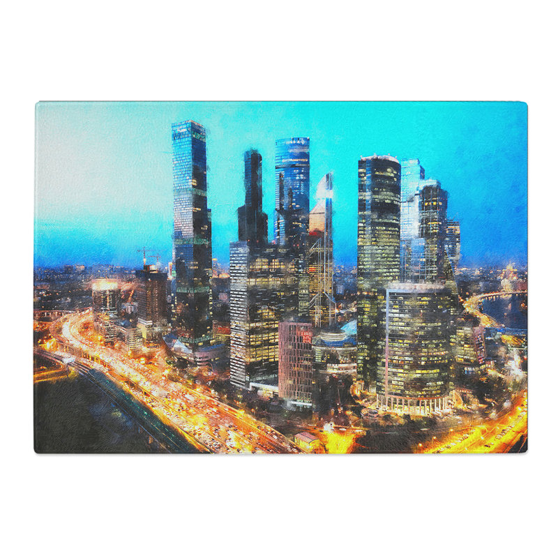Tempered Glass Moscow Russia Skyline Chopping Board, 28.5 cm x 39 cm