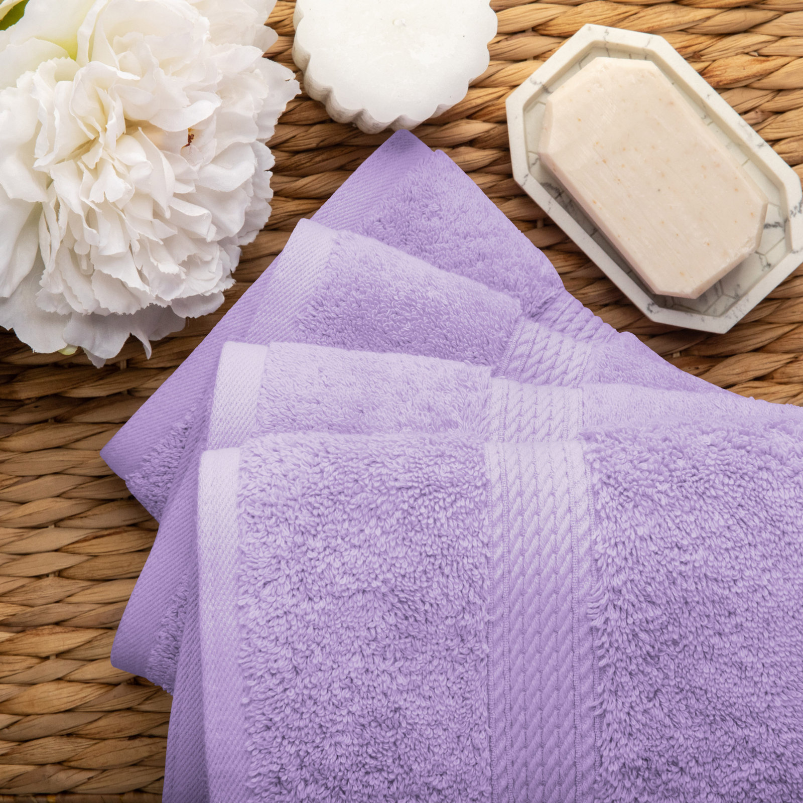 Egyptian Cotton Hand Towels, Purple