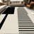 1PC Minimalist Geometric Black Beige Stripe and Block Pattern area rugs for Living Room, Soft and Comfortable, Suitable for all seasons, easy-to-maintain, machine washable Indoor floor mat, Under Table Farmhouse suitable for living room, dining area-129870745