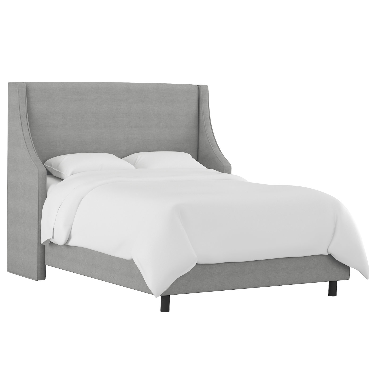 Bernadine Upholstered Wingback Bed, Queen, Classic Grey Linen