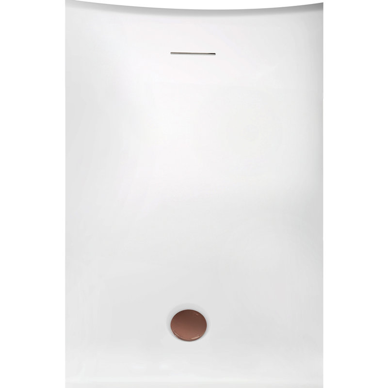 60" Streamline Soaking Acrylic Freestanding Bathtub, Bamboo Tray, Drain, Matte Oil Rubbed Bronze