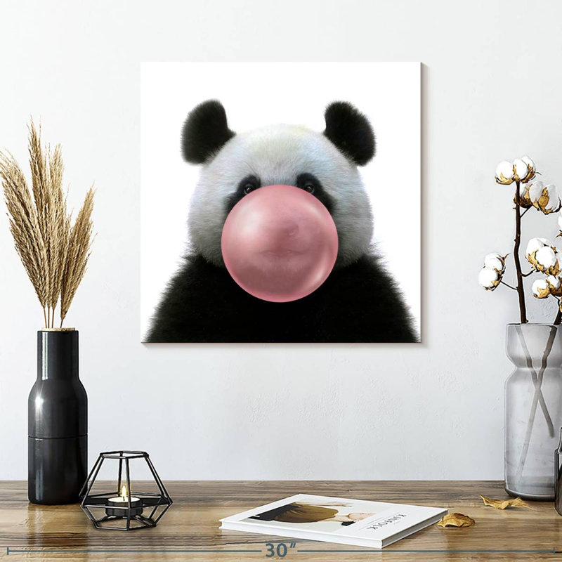 " Panda Bubble Gum " Print, 16" H x 16" W x 1.25" D