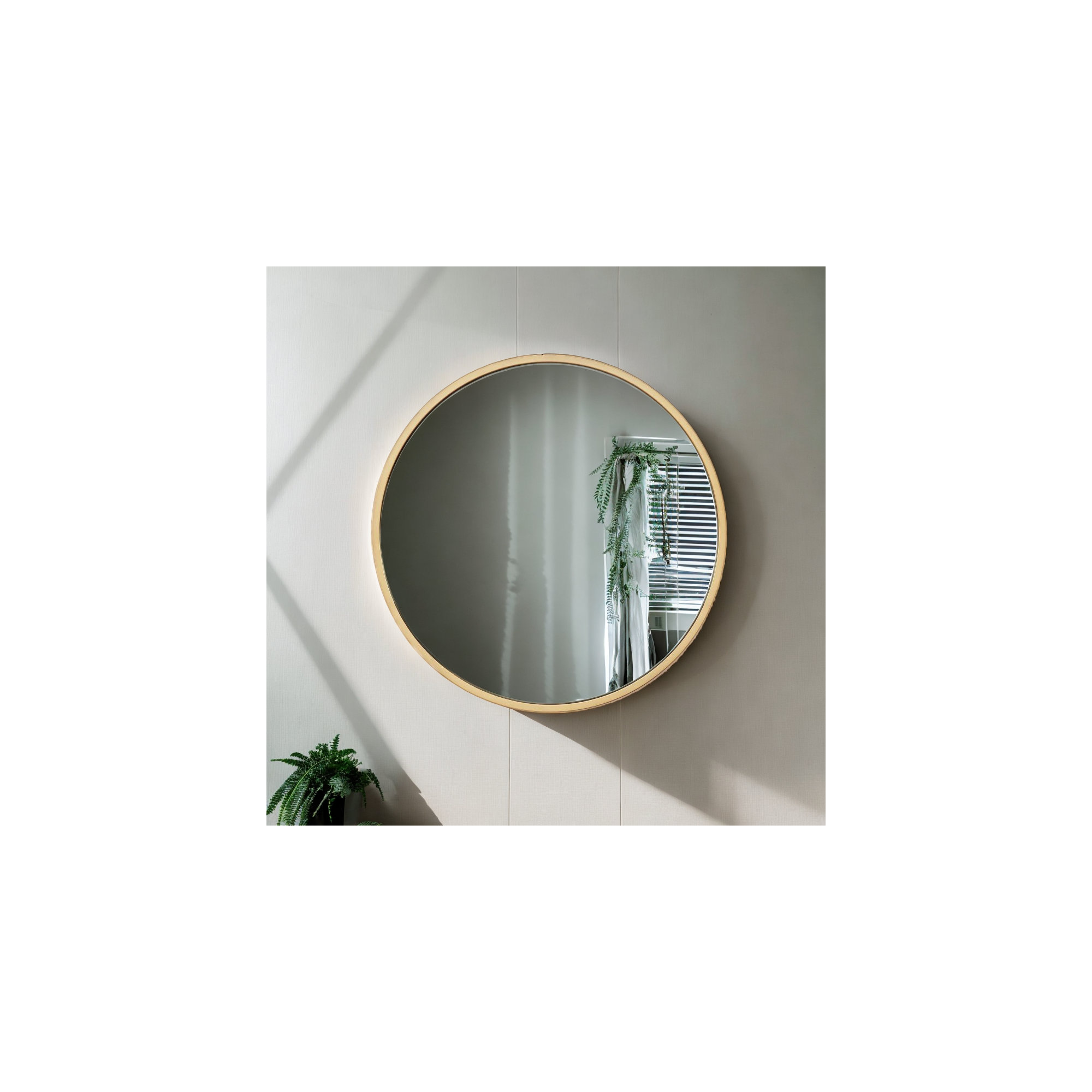 Roberts Mirror, Gold, Metal, 32" x 32"