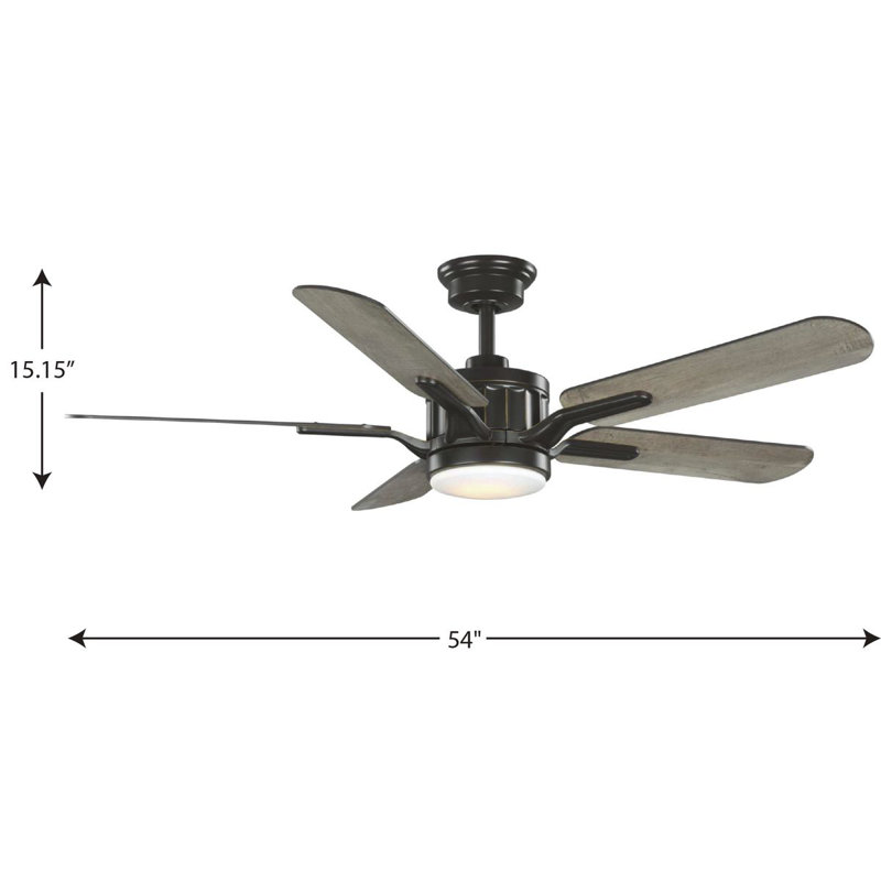 Claret 54'' Ceiling Fan with LED Lights, Oil Rubbed Bronze with Brown Blades