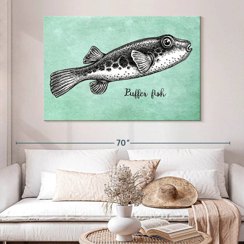 Puffer Fish In Black, 34" H x 51" W
