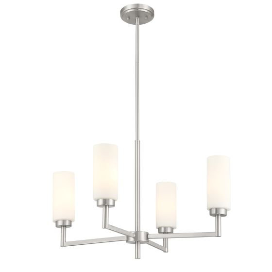 Lustre 4 lumières Oreane, E12/candélabre, Oui, Nickel brossé
