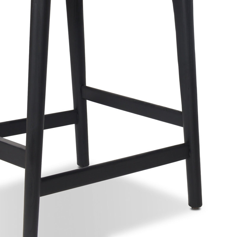 ROTHLER Upholstered Bar Stool with Solid Wood Frame, Black Brushed Ash, Essence Natural/Rayon/Viscose