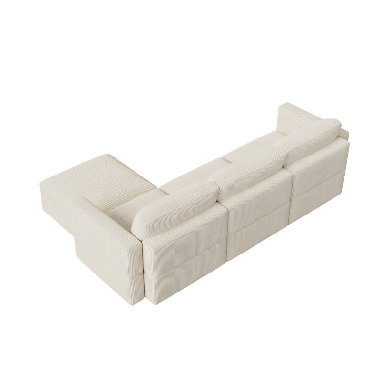 Canapé modulaire en velours côtelé Bouley, Velours côtelé beige