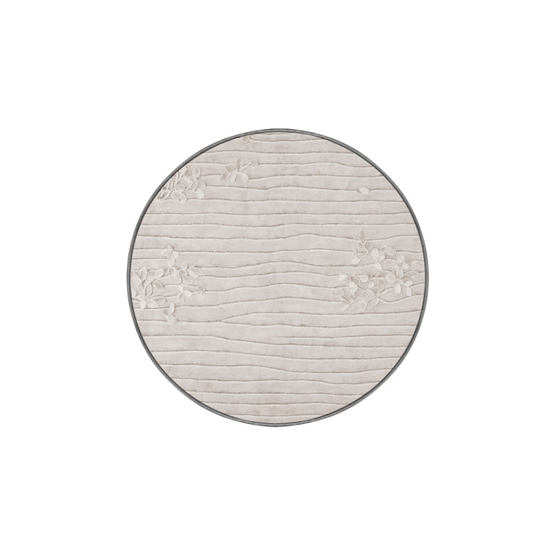 Machine Washable Gray Area Rug, Round 3'