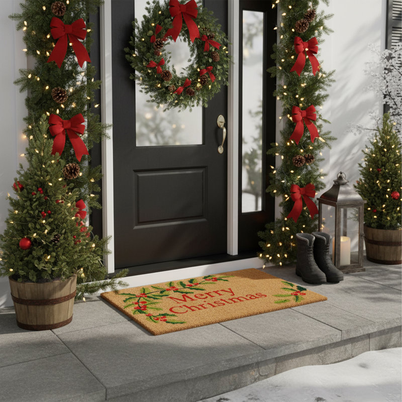 Amiel Non-Slip Christmas Indoor / Outdoor Doormat, Rectangle 1'5" x 2'5"
