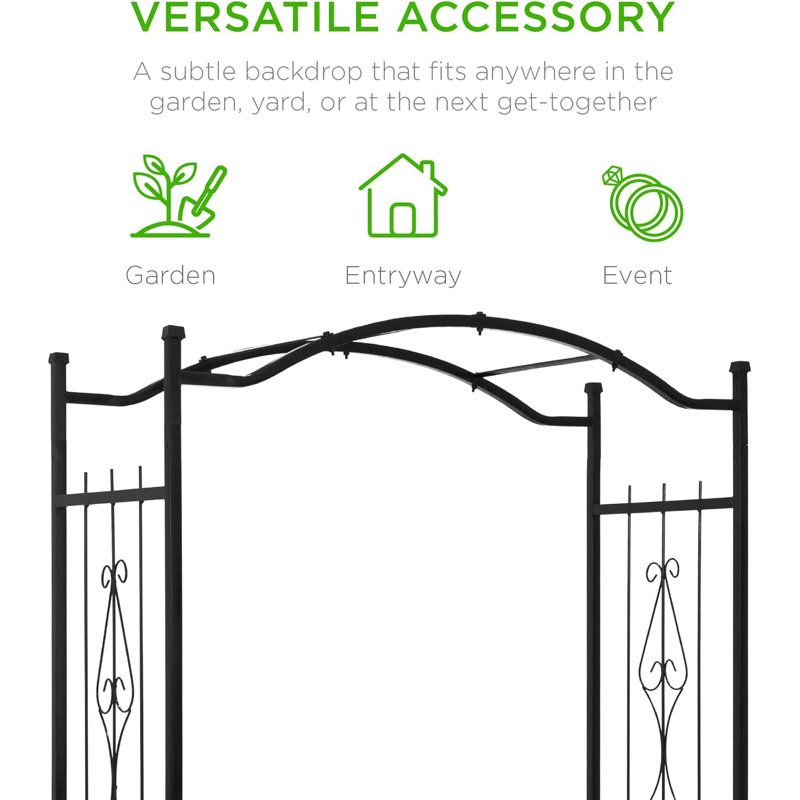 Black Metal Garden Arch Arbor Trellis for Climbing Plants
