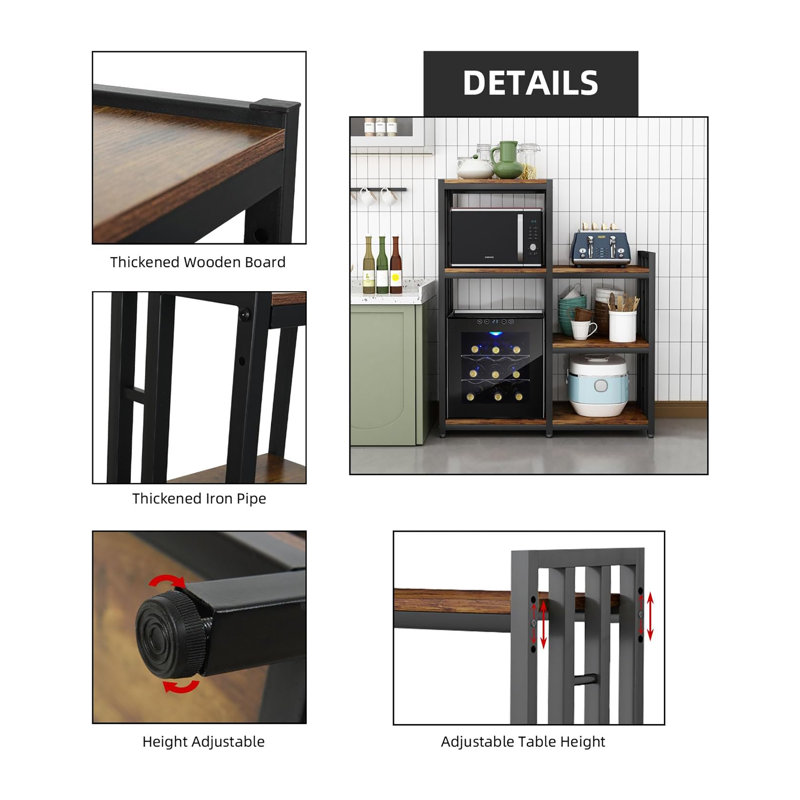 Kitchen Storage Shelf Bakers Rack, 6-Tier Coffee Bar Table
