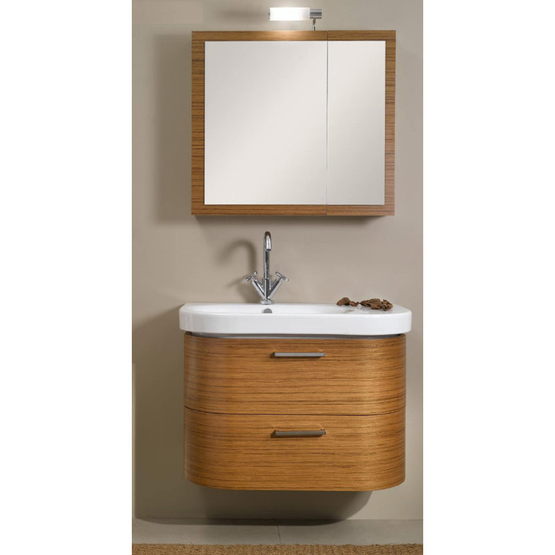 Rondo 33.8'' Single Bathroom Vanity with Ceramic Top, Teak