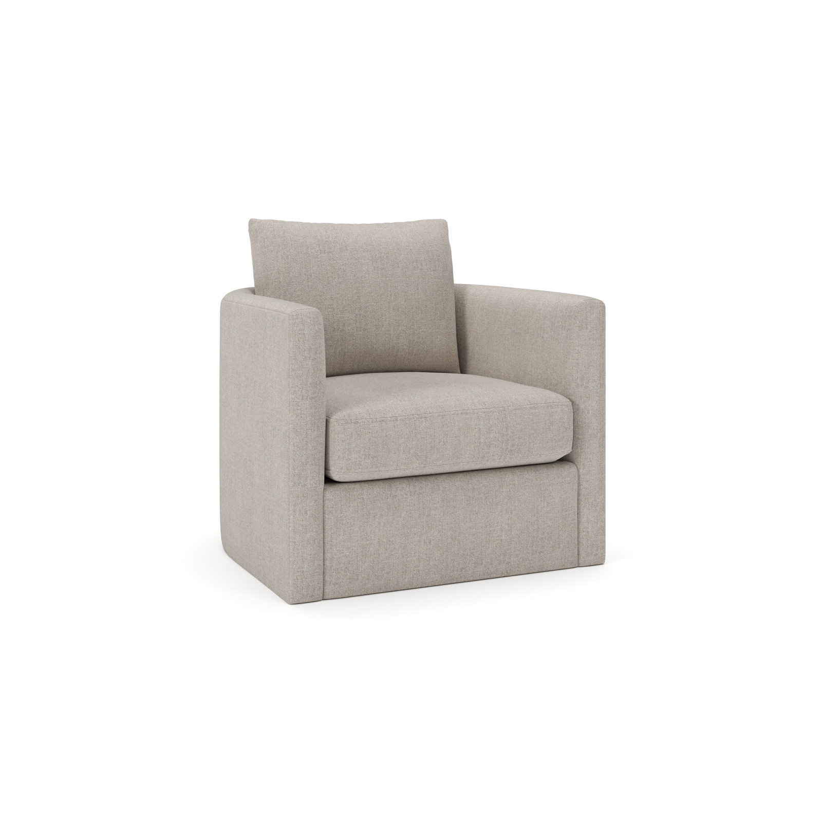 Carmella Upholstered Swivel Barrel Chair, Monique Twine Textured Chenille
