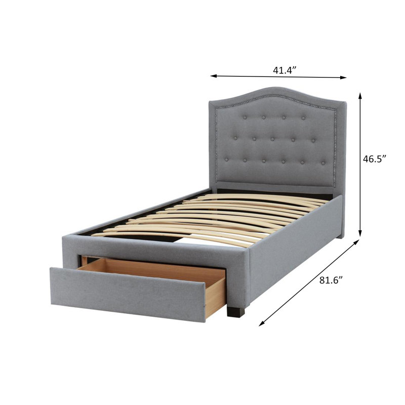 Lit avec rangement Kleanthis, Gris, Simple
