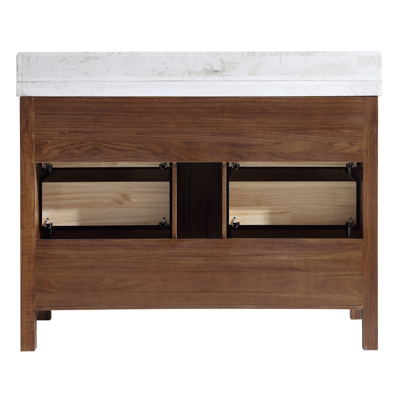 48" EBONY SINK VANITY DARK FINISH WITH WK-48 TOP 2" THICK WHITE NATURAL TOP, White, Brown