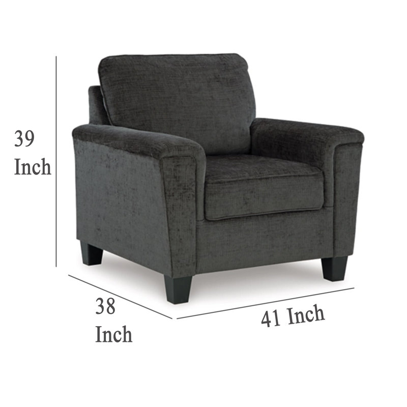 Fauteuil décoratif Erin, pieds fuselés modernes, polyester moelleux, Mélange de polyester gris foncé