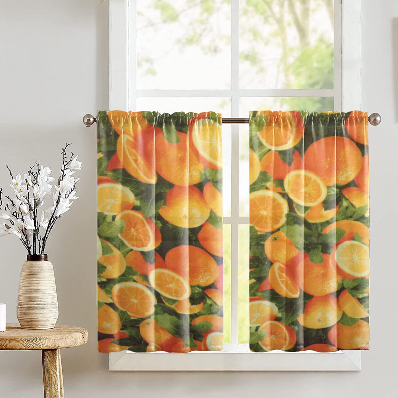 Rideau de café floral sur mesure en mélange de coton l 27 po