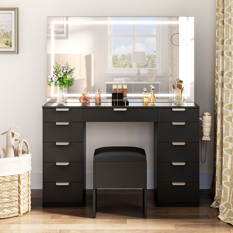 Large Makeup Vanity, Black