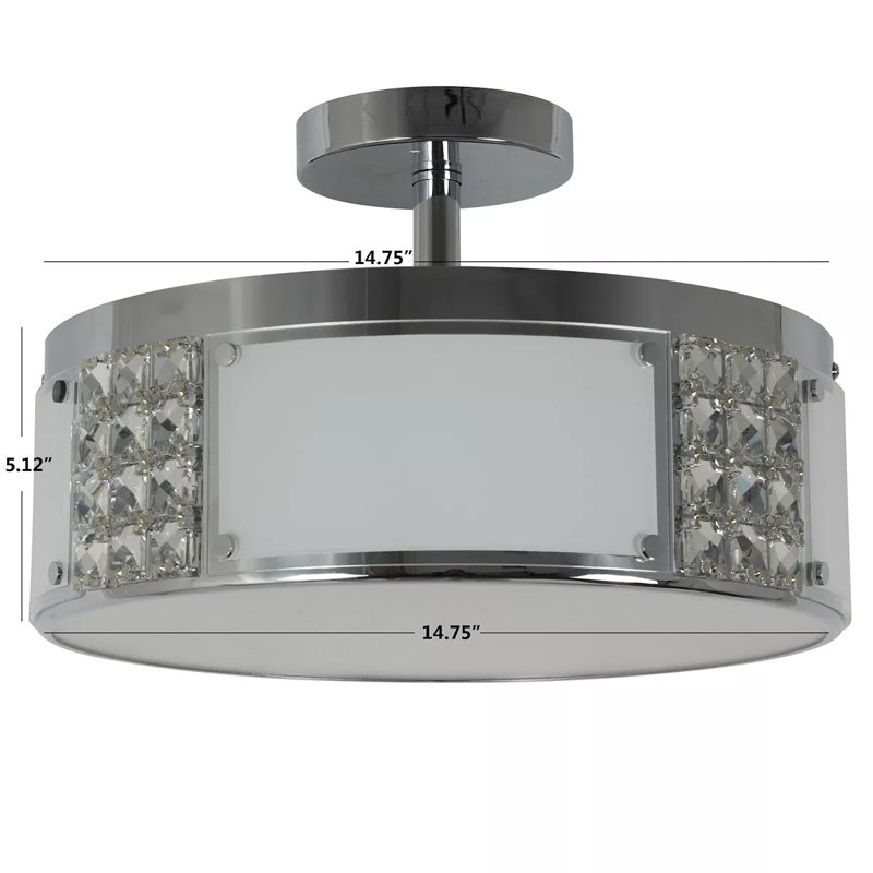 Plafonnier semi-encastré cylindrique unique à 3 lumières 14,75 po Rollins