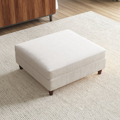 Upholstered Square Corduroy Ottoman with Solid Wood Legs, Single Ottoman Modular Part For Sectional Sofa by Ebern Designs
