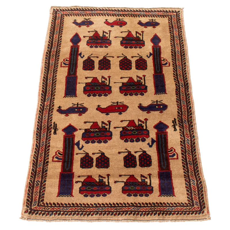 Tapis unique en laine nouée à la main nouvel âge de 2 pi 9 po x 4 pi 8 po Irasema