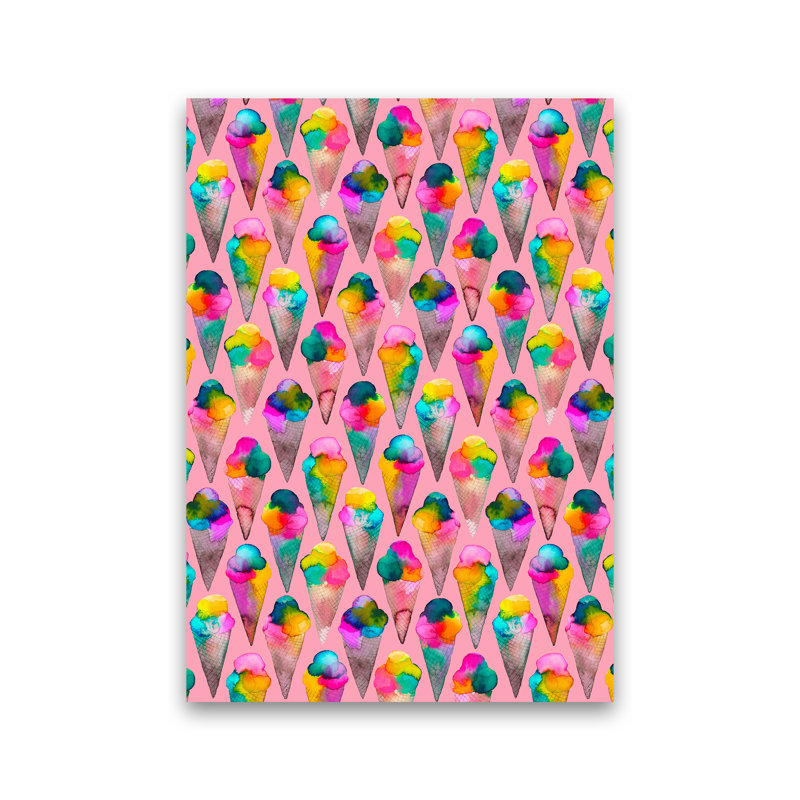 Cute Ice Creams Kids Pink - Print, No Framed, 84cm H x 60cm W x 1cm D