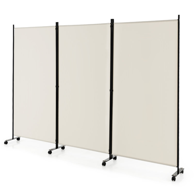 Nachaly 260cm W x 180cm H 3 - Panel Folding Room Divider, White