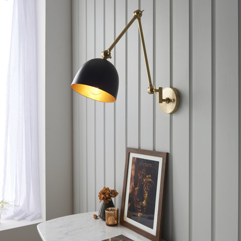 Paier Swing Arm Sconce, Antique Brass